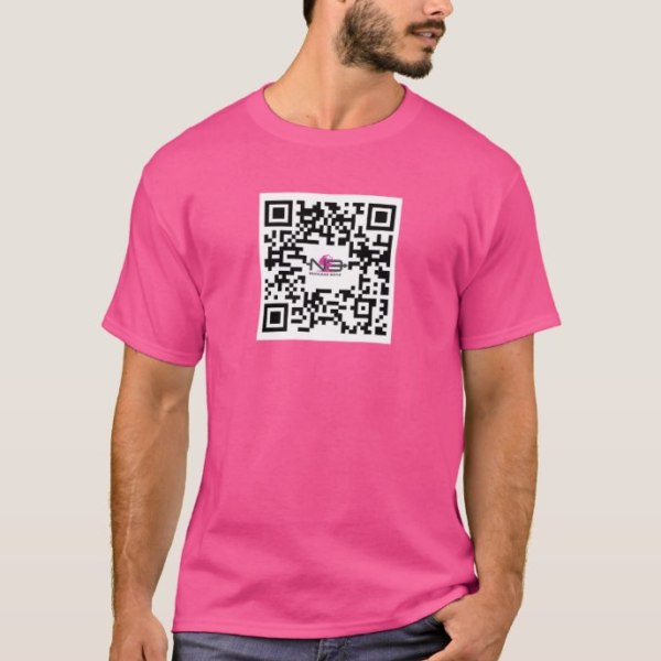 NBMensPinkTQR Guyz Pink NB Logo and QR Code Tee